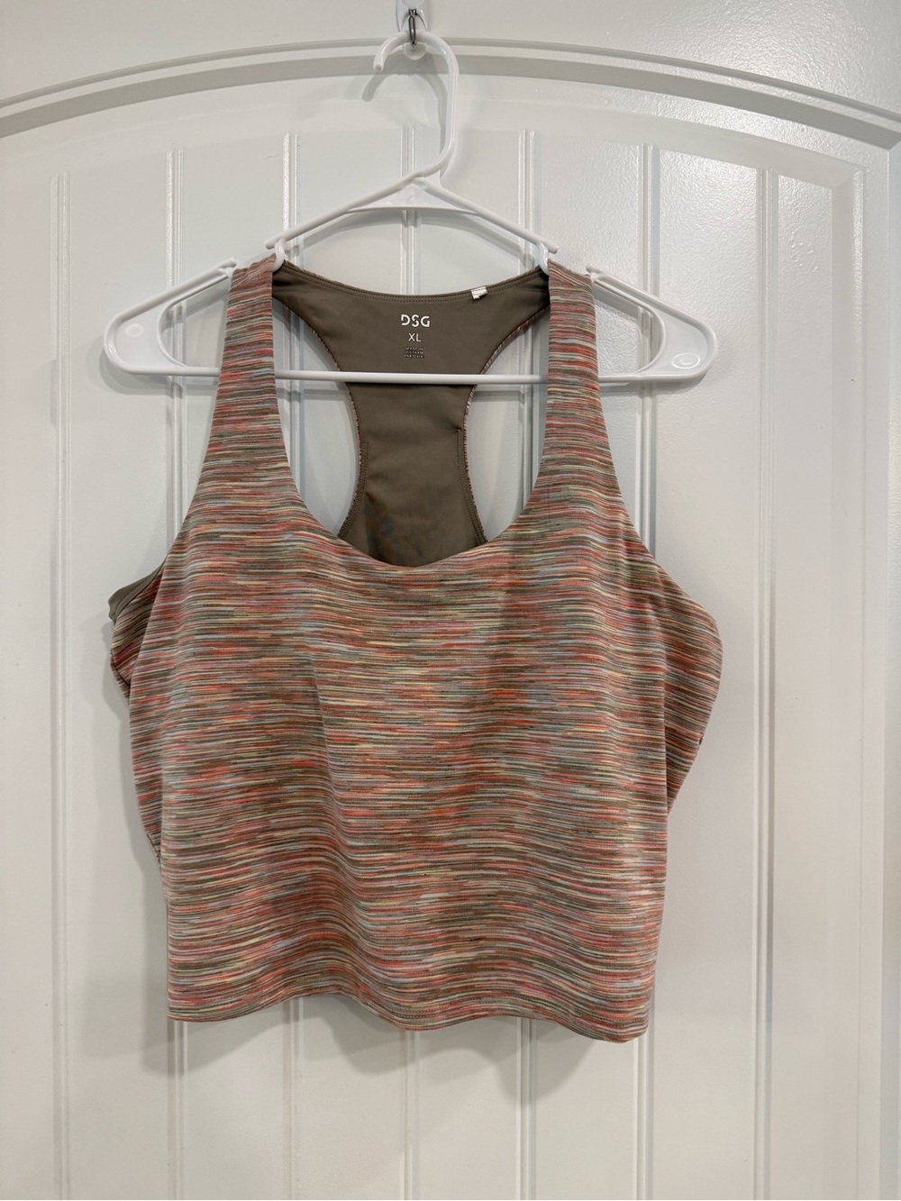 DSG Multistripe Racerback Tank Top - Pink and Olive